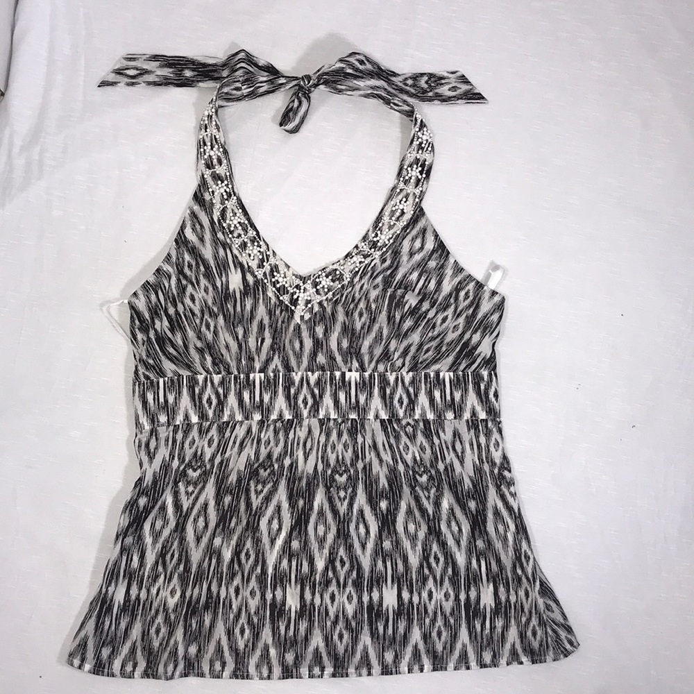 ANN TAYLOR beaded halter top